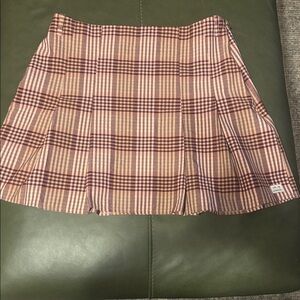Urban Outfitters Plaid Mini Skirt in Pink and Brown, Size L, EUC